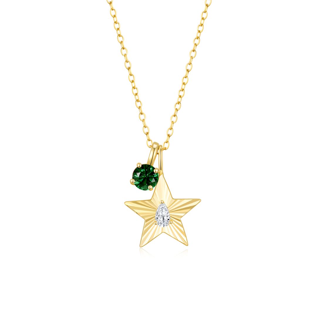 The Star Necklace with 4 Prong Solitaire Pendant YG (4mm) (Apr, May) - Eclat by Oui