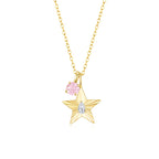 The Star Necklace with 4 Prong Solitaire Pendant YG (4mm) (Apr, Oct) - Eclat by Oui