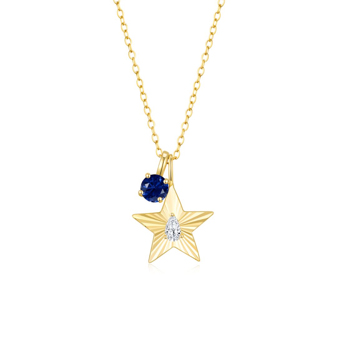 The Star Necklace with 4 Prong Solitaire Pendant YG (4mm) (Apr, Sep) - Eclat by Oui
