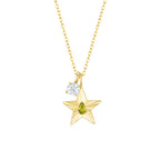 The Star Necklace with 4 Prong Solitaire Pendant YG (4mm) (Aug, Apr) - Eclat by Oui