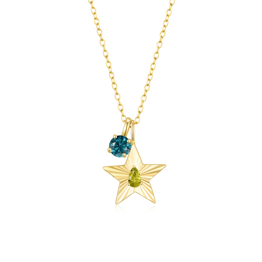 The Star Necklace with 4 Prong Solitaire Pendant YG (4mm) (Aug, Dec) - Eclat by Oui