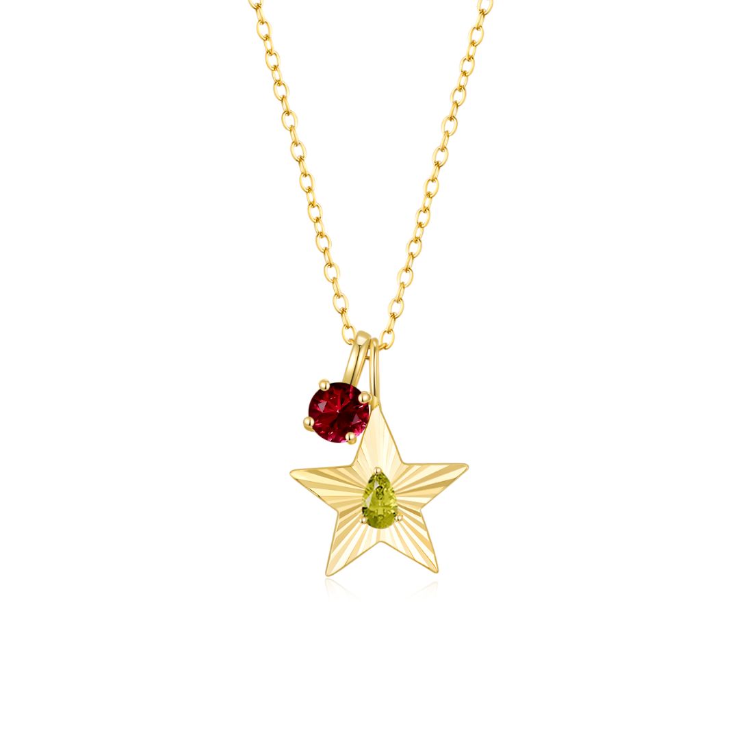 The Star Necklace with 4 Prong Solitaire Pendant YG (4mm) (Aug, Jan) - Eclat by Oui