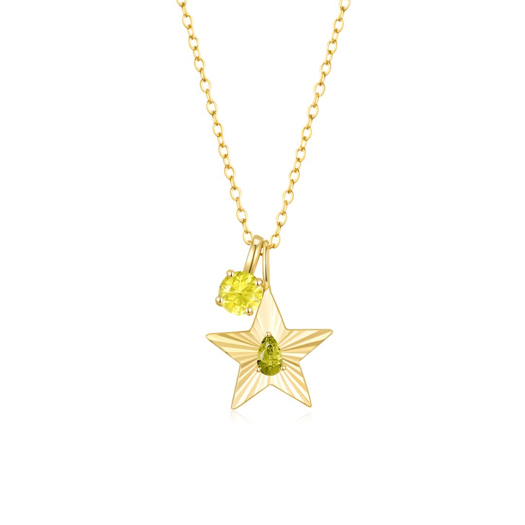 The Star Necklace with 4 Prong Solitaire Pendant YG (4mm) (Aug, Nov) - Eclat by Oui