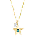 The Star Necklace with 4 Prong Solitaire Pendant YG (4mm) (Dec, Apr) - Eclat by Oui