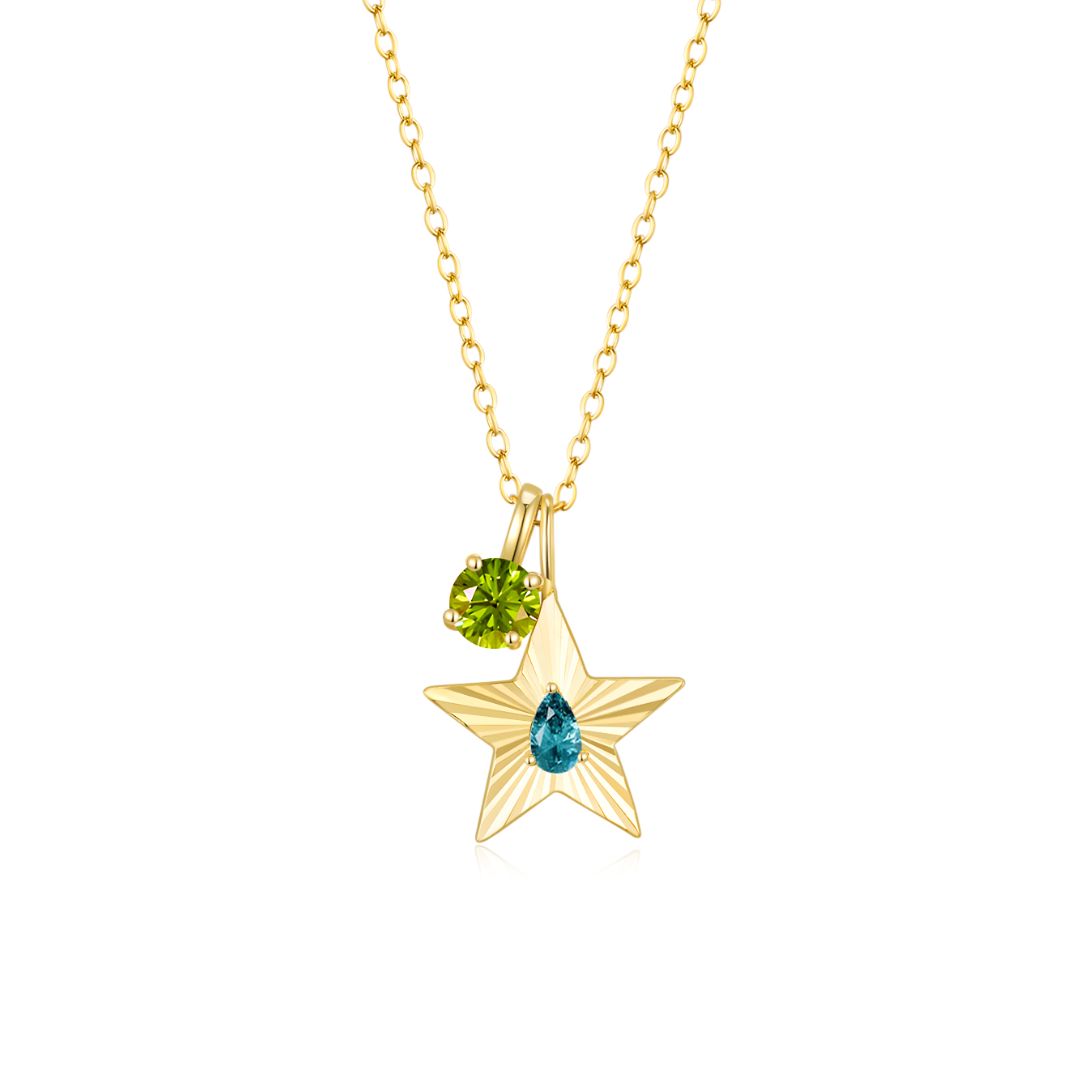The Star Necklace with 4 Prong Solitaire Pendant YG (4mm) (Dec, Aug) - Eclat by Oui
