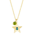 The Star Necklace with 4 Prong Solitaire Pendant YG (4mm) (Dec, Aug) - Eclat by Oui