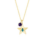 The Star Necklace with 4 Prong Solitaire Pendant YG (4mm) (Dec, Feb) - Eclat by Oui
