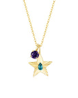 The Star Necklace with 4 Prong Solitaire Pendant YG (4mm) (Dec, Feb) - Eclat by Oui