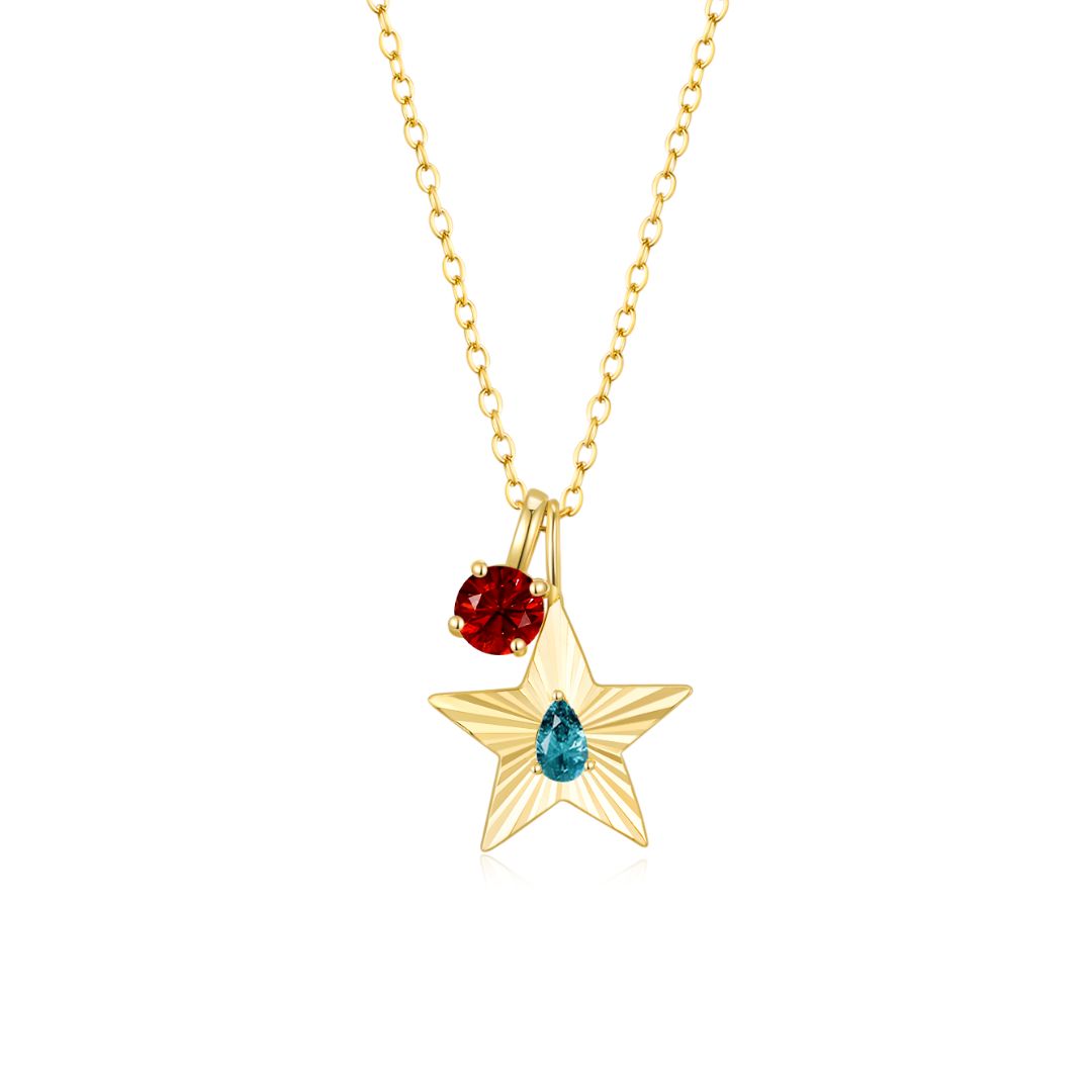 The Star Necklace with 4 Prong Solitaire Pendant YG (4mm) (Dec, Jul) - Eclat by Oui