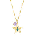 The Star Necklace with 4 Prong Solitaire Pendant YG (4mm) (Dec, Jun) - Eclat by Oui