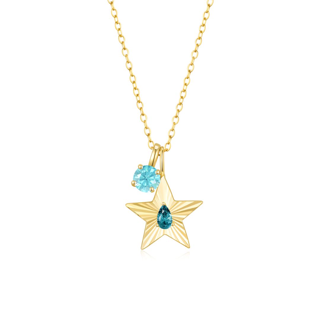 The Star Necklace with 4 Prong Solitaire Pendant YG (4mm) (Dec, Mar) - Eclat by Oui