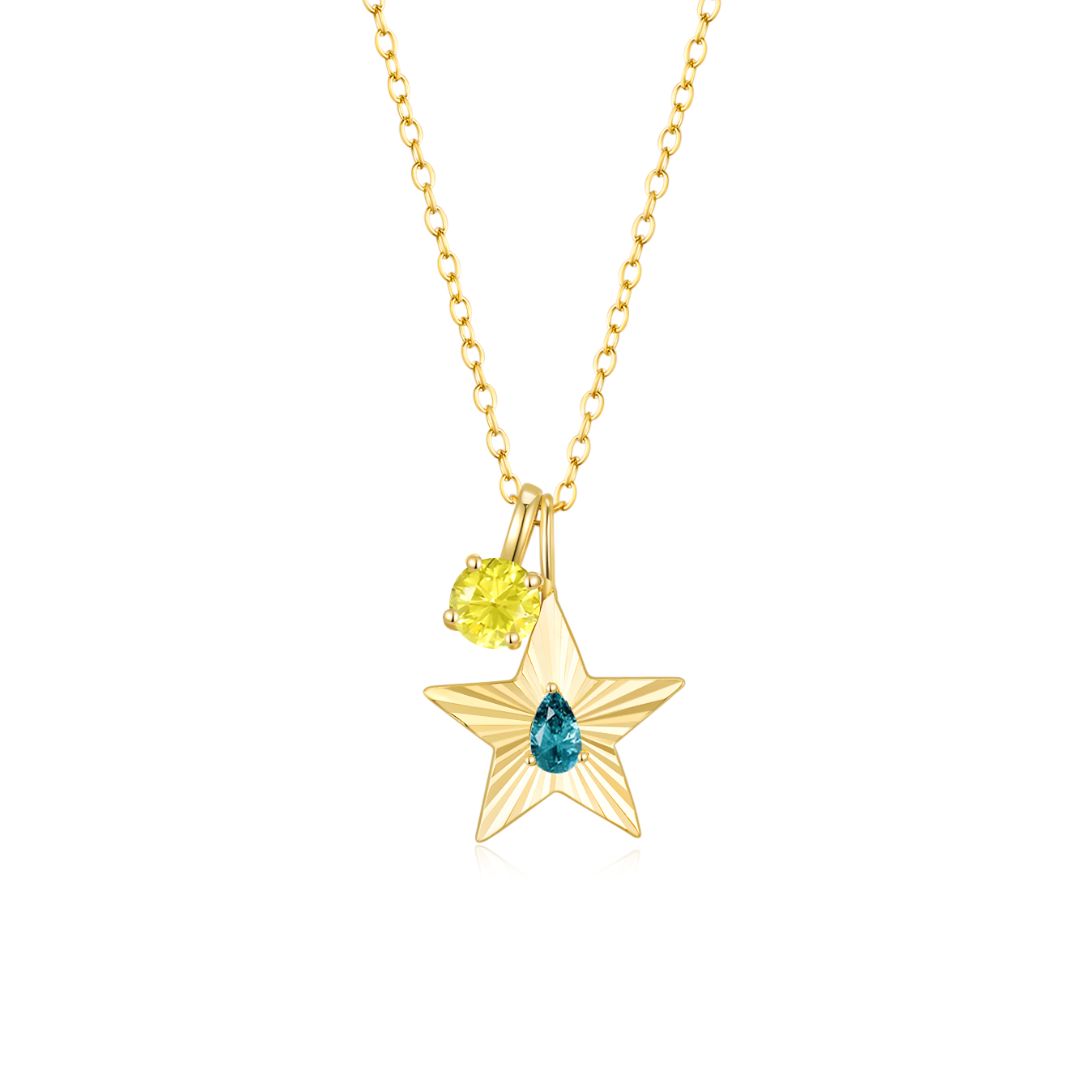 The Star Necklace with 4 Prong Solitaire Pendant YG (4mm) (Dec, Nov) - Eclat by Oui