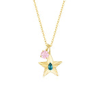 The Star Necklace with 4 Prong Solitaire Pendant YG (4mm) (Dec, Oct) - Eclat by Oui