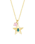 The Star Necklace with 4 Prong Solitaire Pendant YG (4mm) (Dec, Oct) - Eclat by Oui