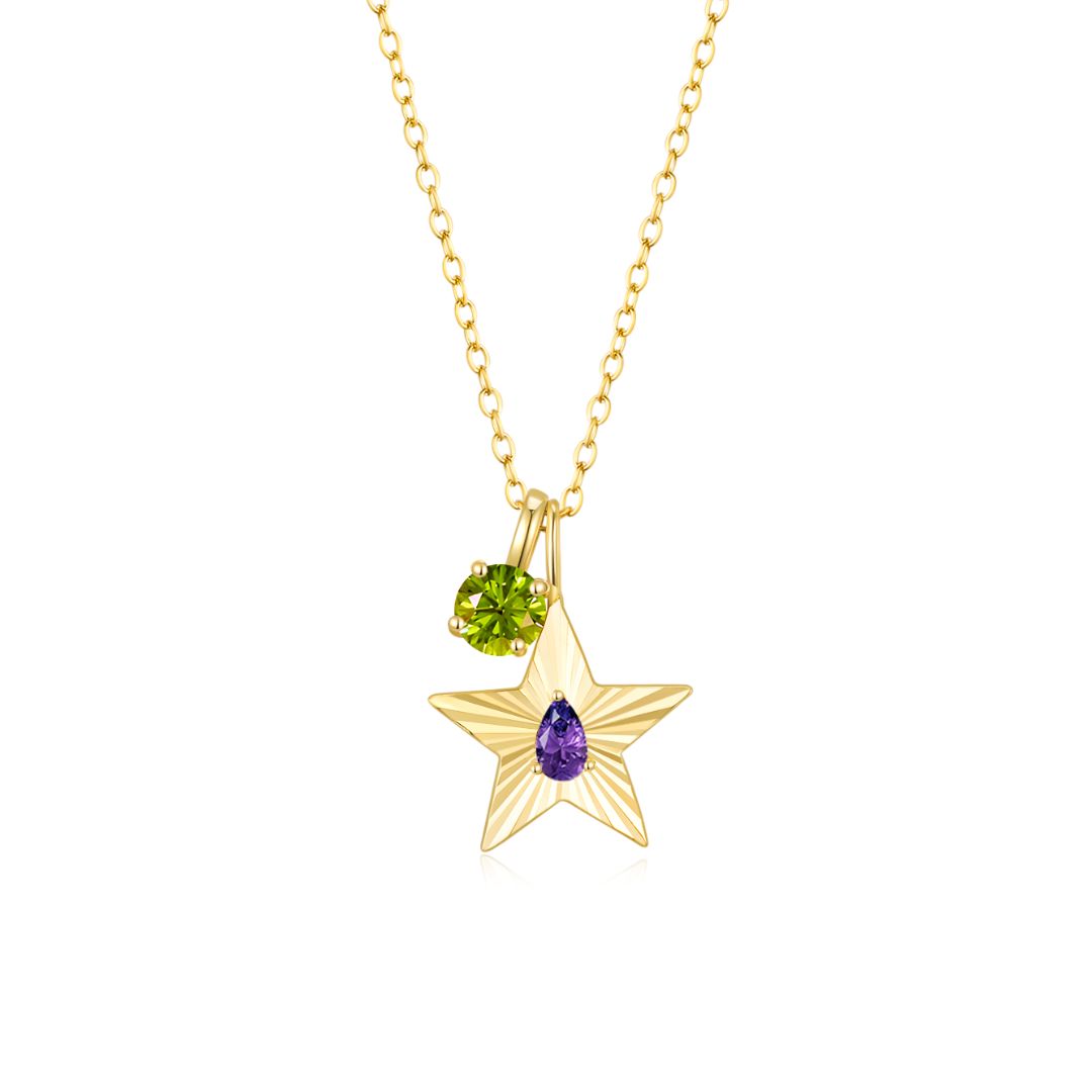 The Star Necklace with 4 Prong Solitaire Pendant YG (4mm) (Feb, Aug) - Eclat by Oui
