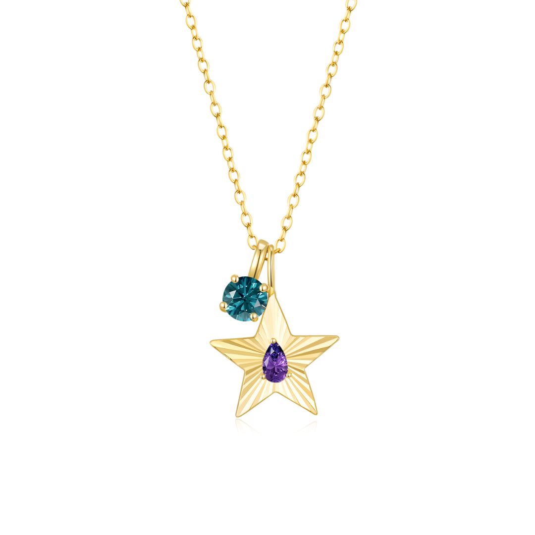 The Star Necklace with 4 Prong Solitaire Pendant YG (4mm) (Feb, Dec) - Eclat by Oui