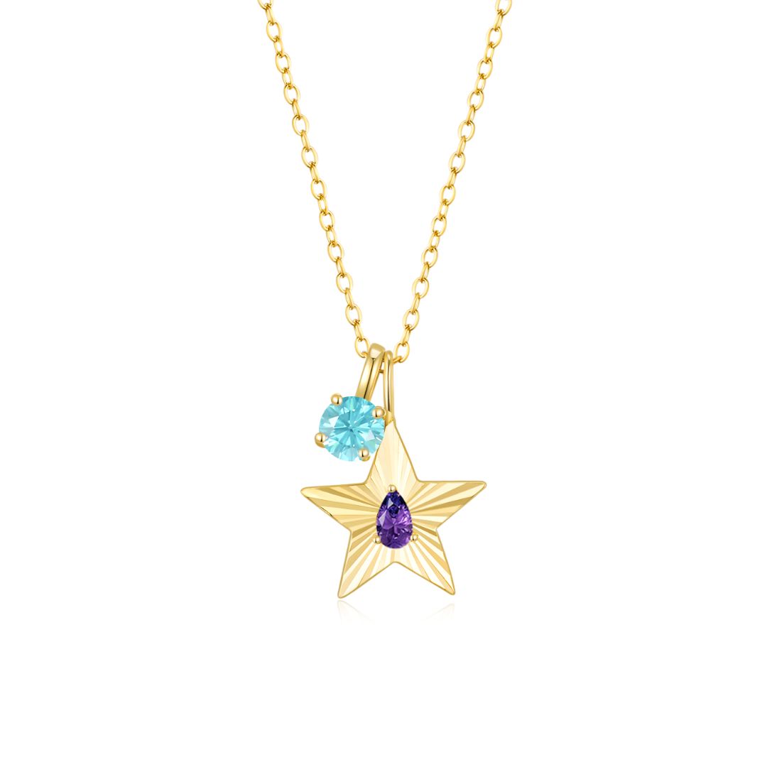 The Star Necklace with 4 Prong Solitaire Pendant YG (4mm) (Feb, Mar) - Eclat by Oui