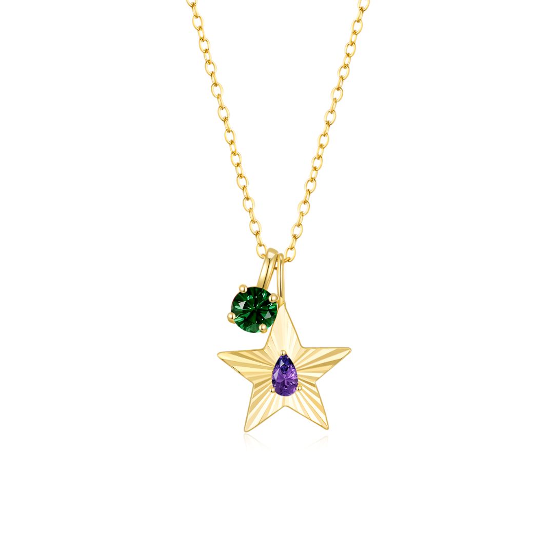 The Star Necklace with 4 Prong Solitaire Pendant YG (4mm) (Feb, May) - Eclat by Oui