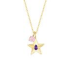 The Star Necklace with 4 Prong Solitaire Pendant YG (4mm) (Feb, Oct) - Eclat by Oui