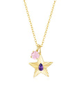 The Star Necklace with 4 Prong Solitaire Pendant YG (4mm) (Feb, Oct) - Eclat by Oui