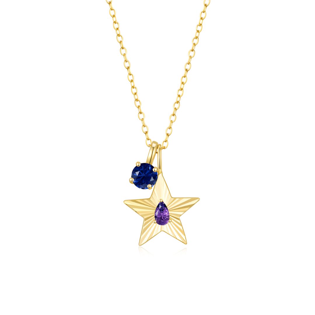 The Star Necklace with 4 Prong Solitaire Pendant YG (4mm) (Feb, Sep) - Eclat by Oui