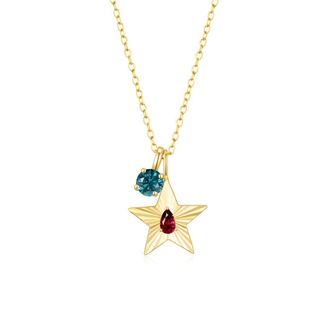 The Star Necklace with 4 Prong Solitaire Pendant YG (4mm) (Jan, Dec) - Eclat by Oui