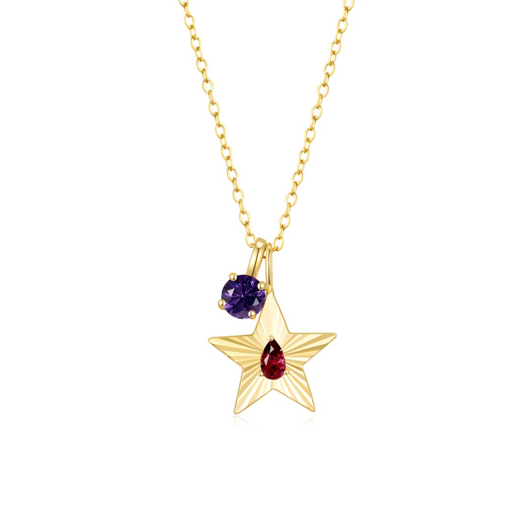 The Star Necklace with 4 Prong Solitaire Pendant YG (4mm) (Jan, Feb) - Eclat by Oui