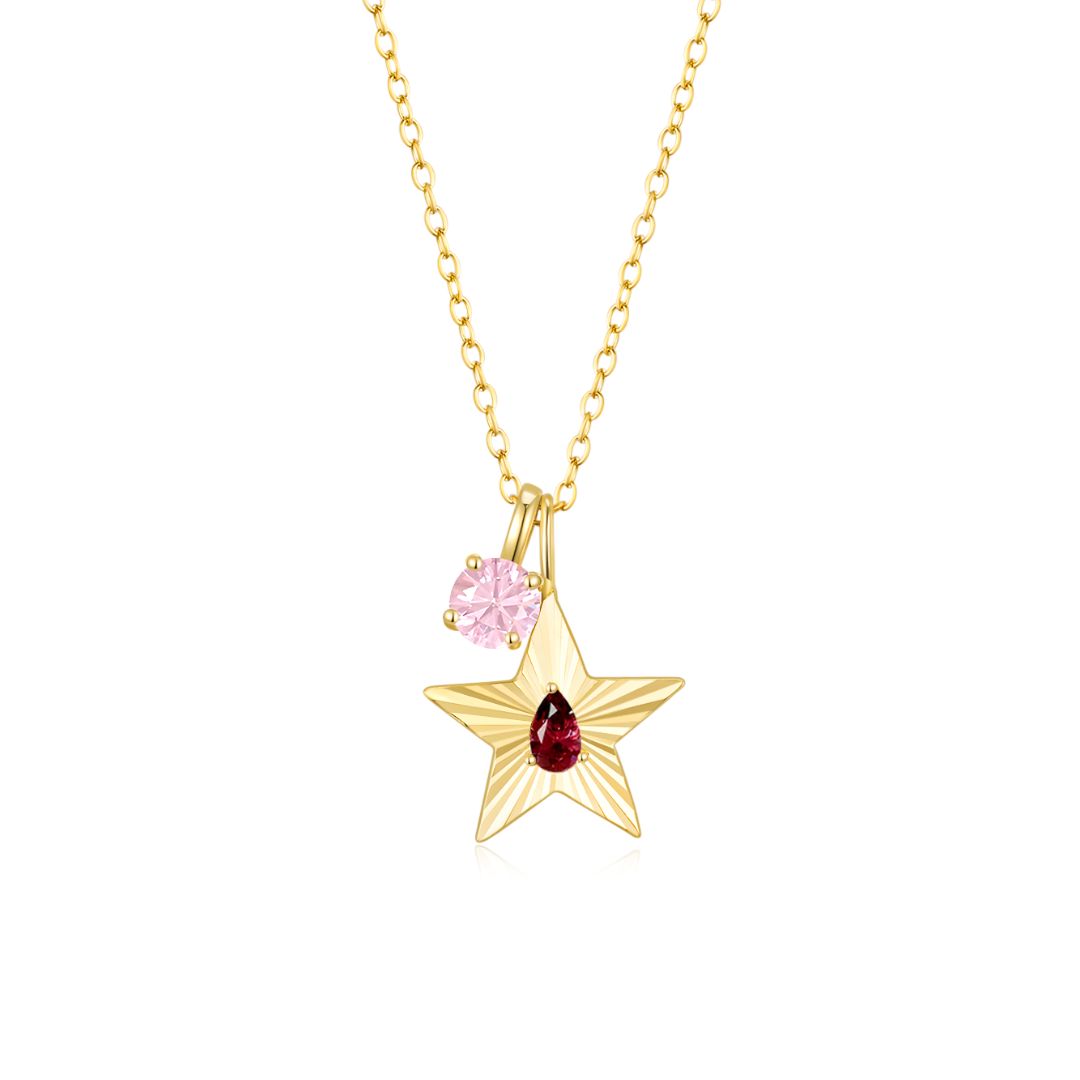 The Star Necklace with 4 Prong Solitaire Pendant YG (4mm) (Jan, Oct) - Eclat by Oui
