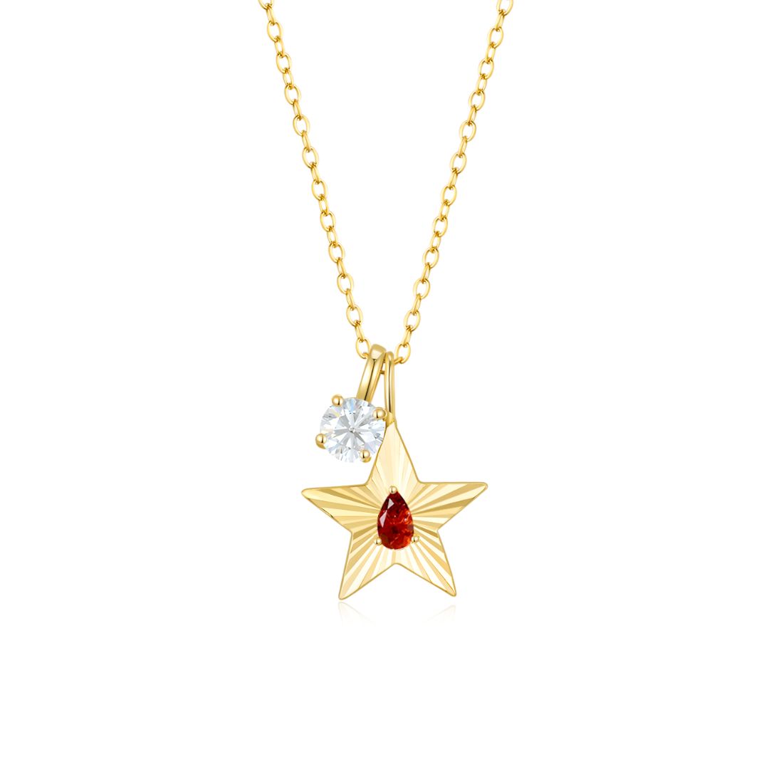 The Star Necklace with 4 Prong Solitaire Pendant YG (4mm) (Jul, Apr) - Eclat by Oui