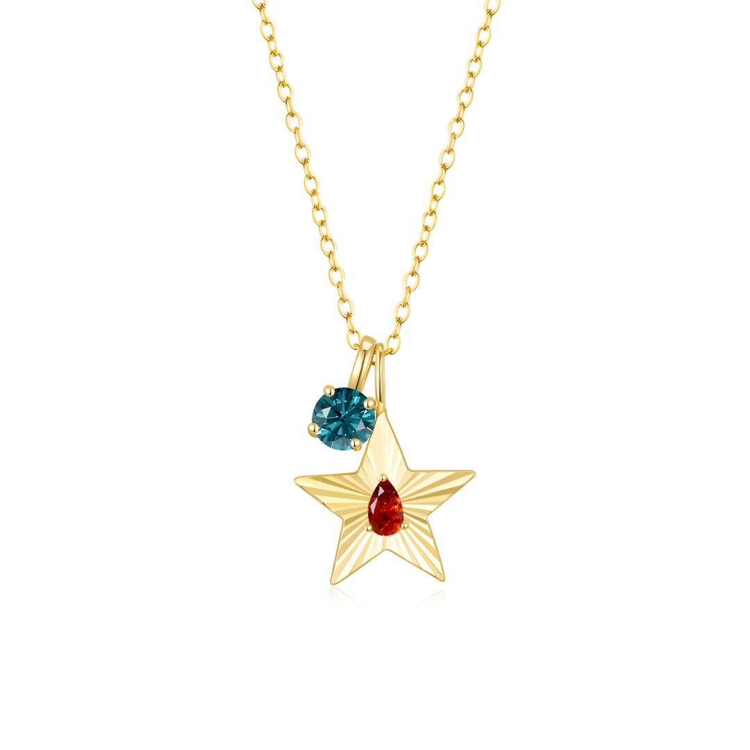 The Star Necklace with 4 Prong Solitaire Pendant YG (4mm) (Jul, Dec) - Eclat by Oui