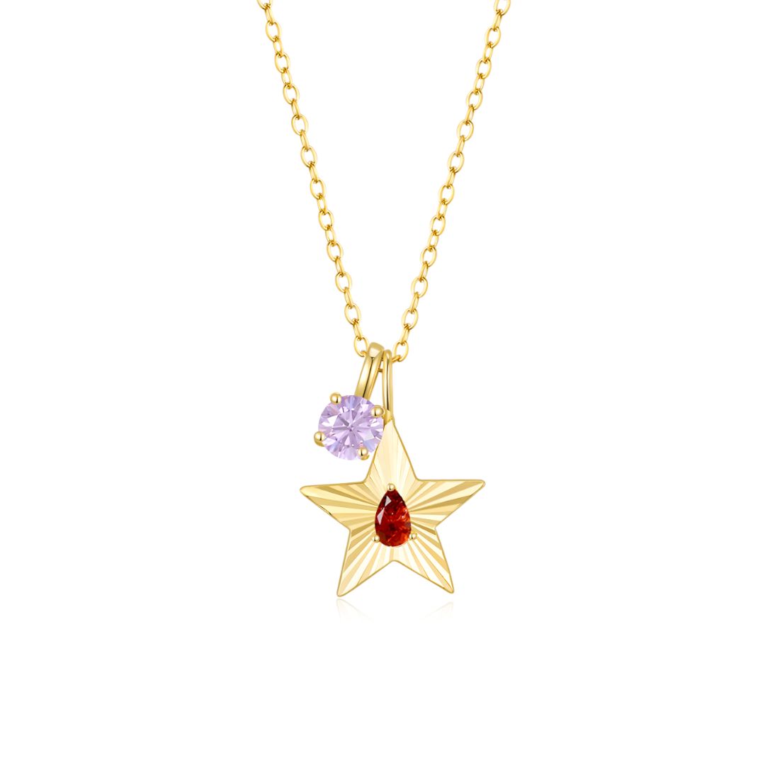 The Star Necklace with 4 Prong Solitaire Pendant YG (4mm) (Jul, Jun) - Eclat by Oui