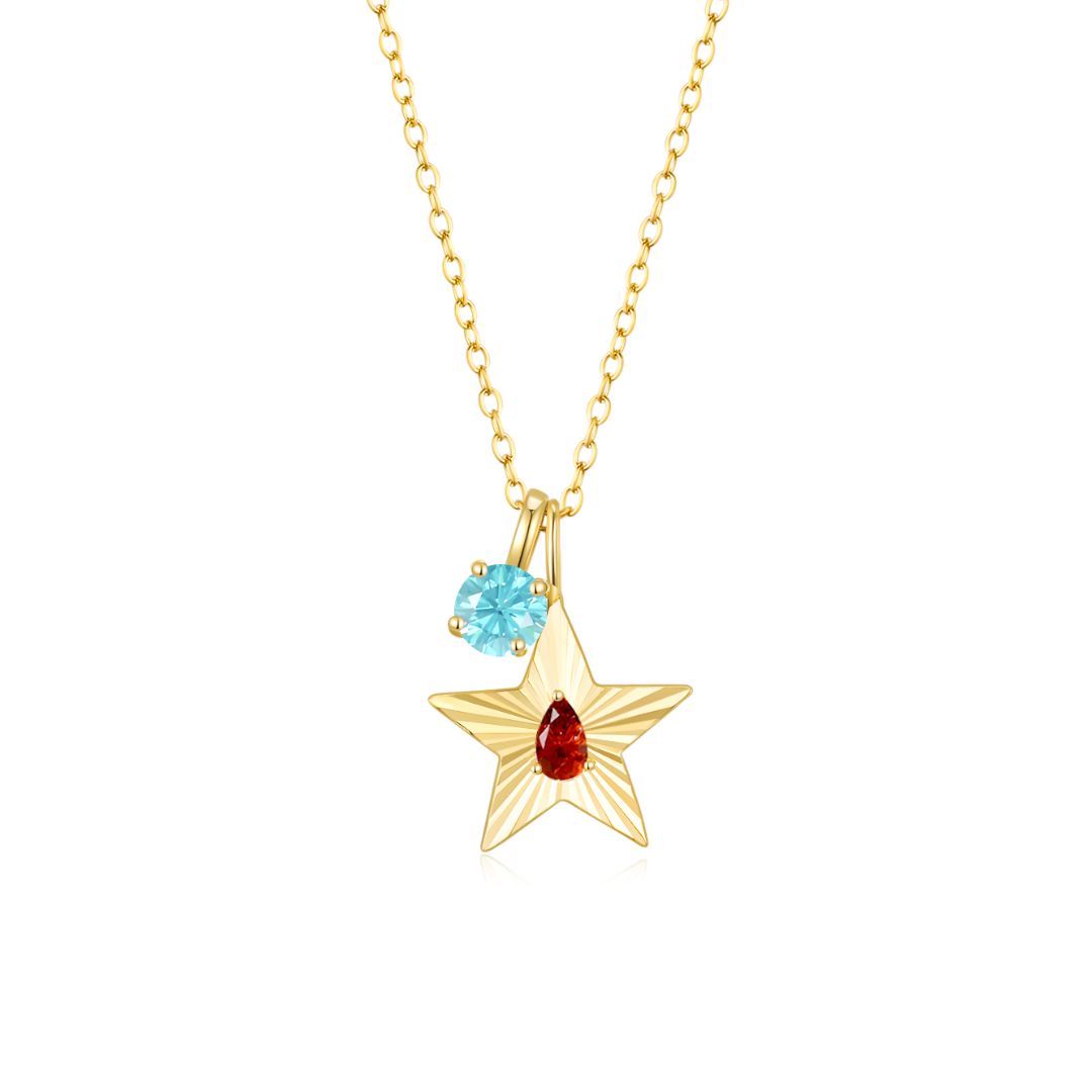 The Star Necklace with 4 Prong Solitaire Pendant YG (4mm) (Jul, Mar) - Eclat by Oui