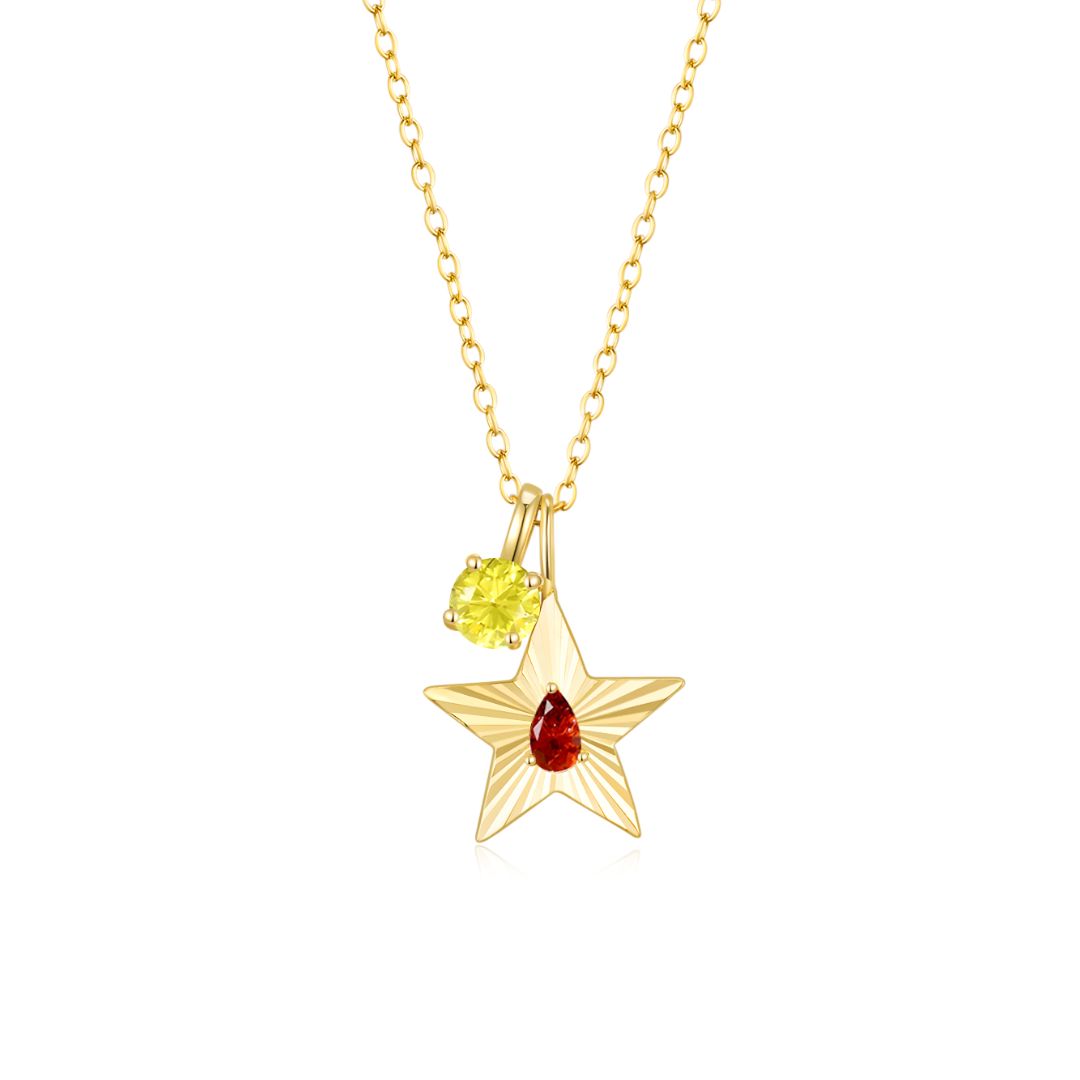 The Star Necklace with 4 Prong Solitaire Pendant YG (4mm) (Jul, Nov) - Eclat by Oui