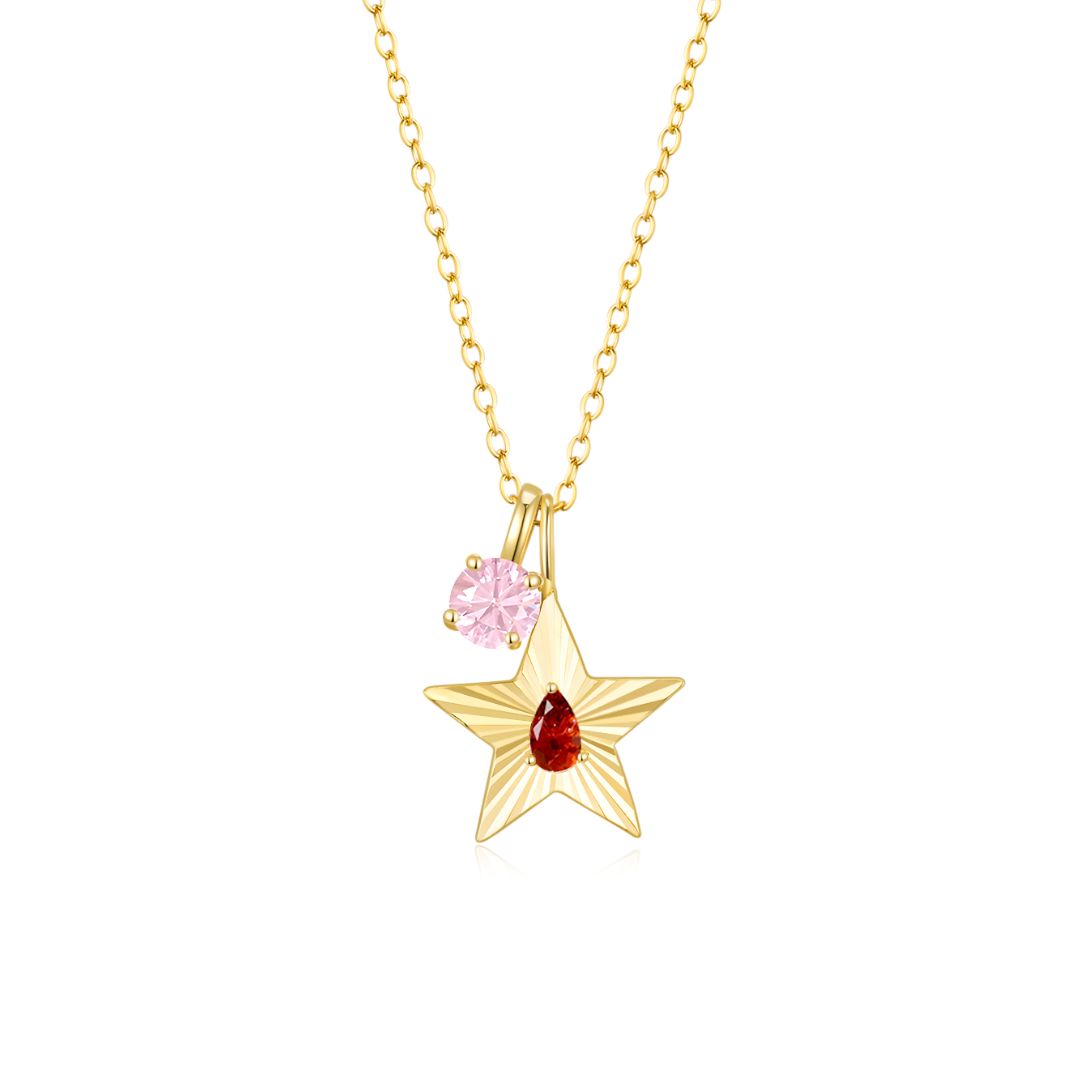 The Star Necklace with 4 Prong Solitaire Pendant YG (4mm) (Jul, Oct) - Eclat by Oui