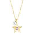 The Star Necklace with 4 Prong Solitaire Pendant YG (4mm) (Jun, Apr) - Eclat by Oui