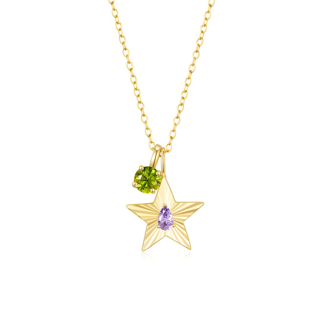 The Star Necklace with 4 Prong Solitaire Pendant YG (4mm) (Jun, Aug) - Eclat by Oui