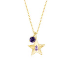 The Star Necklace with 4 Prong Solitaire Pendant YG (4mm) (Jun, Feb) - Eclat by Oui