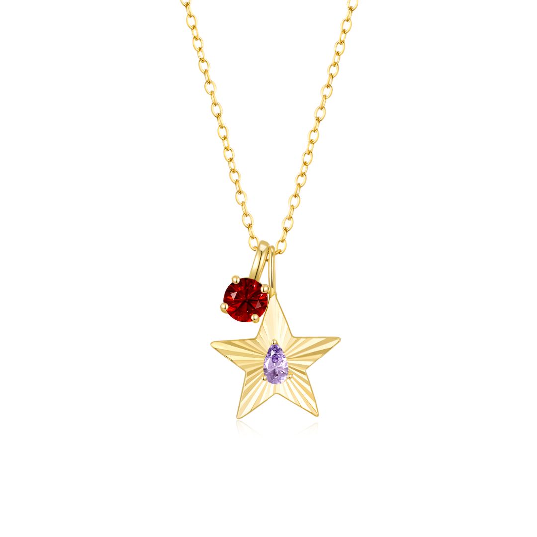 The Star Necklace with 4 Prong Solitaire Pendant YG (4mm) (Jun, Jul) - Eclat by Oui