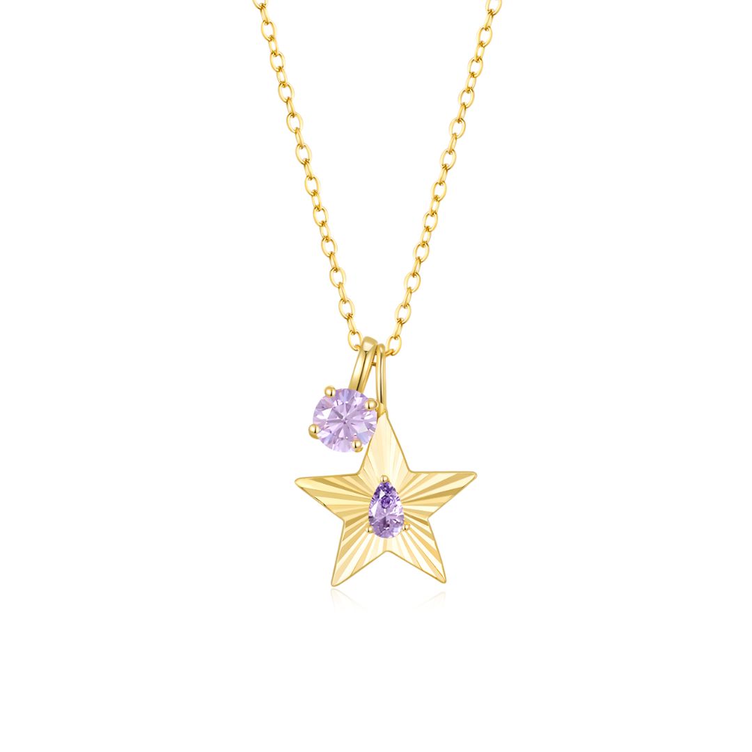 The Star Necklace with 4 Prong Solitaire Pendant YG (4mm) (Jun, Jun) - Eclat by Oui