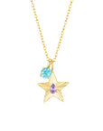 The Star Necklace with 4 Prong Solitaire Pendant YG (4mm) (Jun, Mar) - Eclat by Oui