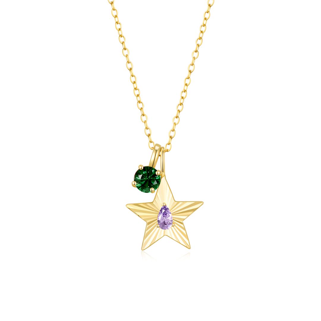 The Star Necklace with 4 Prong Solitaire Pendant YG (4mm) (Jun, May) - Eclat by Oui