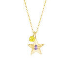 The Star Necklace with 4 Prong Solitaire Pendant YG (4mm) (Jun, Nov) - Eclat by Oui