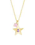 The Star Necklace with 4 Prong Solitaire Pendant YG (4mm) (Jun, Oct) - Eclat by Oui