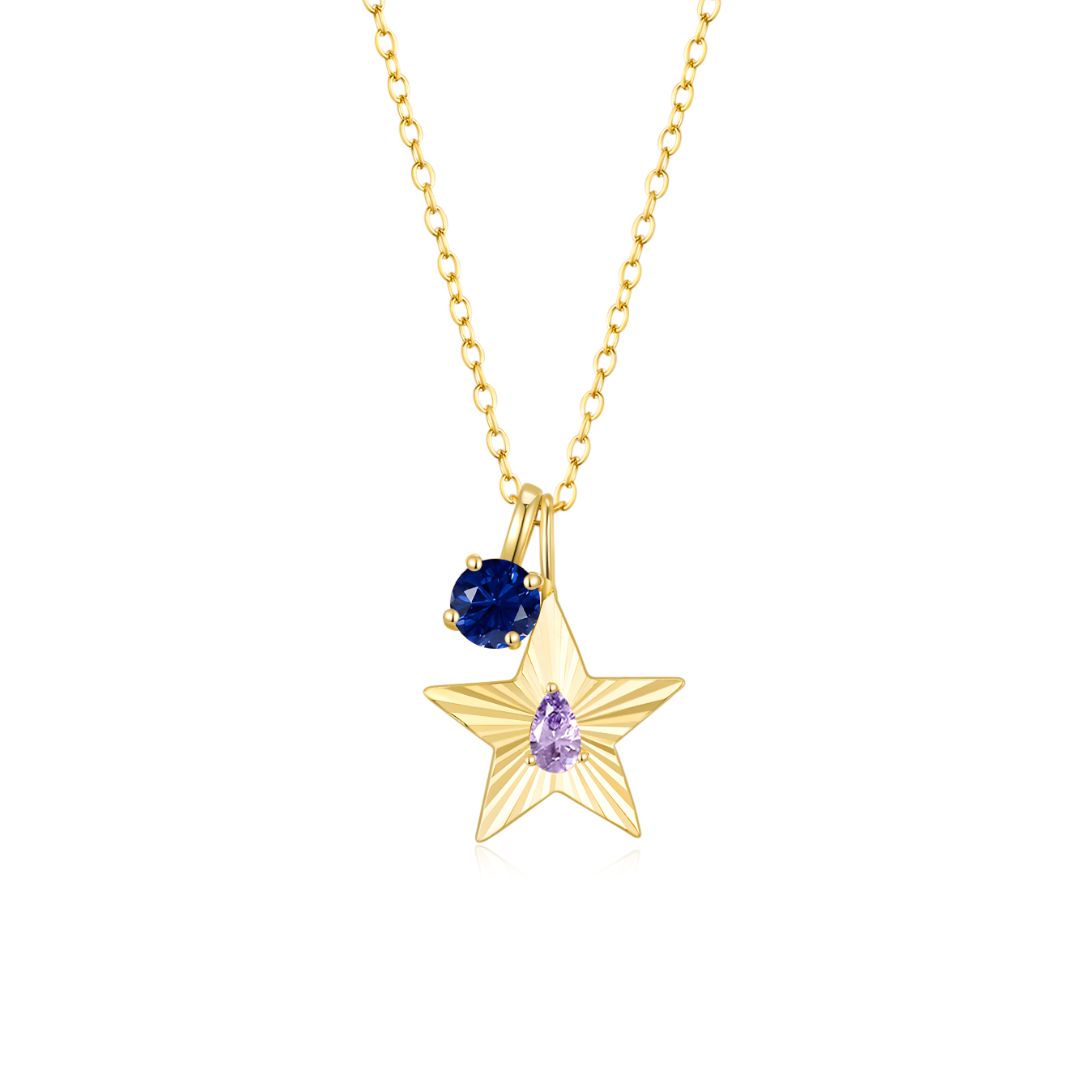 The Star Necklace with 4 Prong Solitaire Pendant YG (4mm) (Jun, Sep) - Eclat by Oui