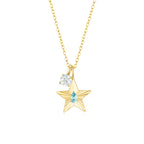 The Star Necklace with 4 Prong Solitaire Pendant YG (4mm) (Mar, Apr) - Eclat by Oui