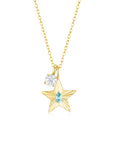 The Star Necklace with 4 Prong Solitaire Pendant YG (4mm) (Mar, Apr) - Eclat by Oui