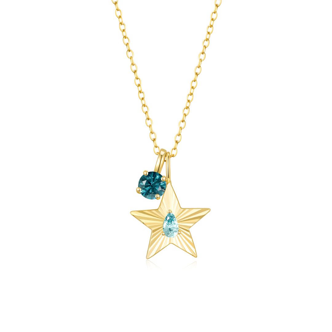The Star Necklace with 4 Prong Solitaire Pendant YG (4mm) (Mar, Dec) - Eclat by Oui