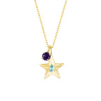 The Star Necklace with 4 Prong Solitaire Pendant YG (4mm) (Mar, Feb) - Eclat by Oui