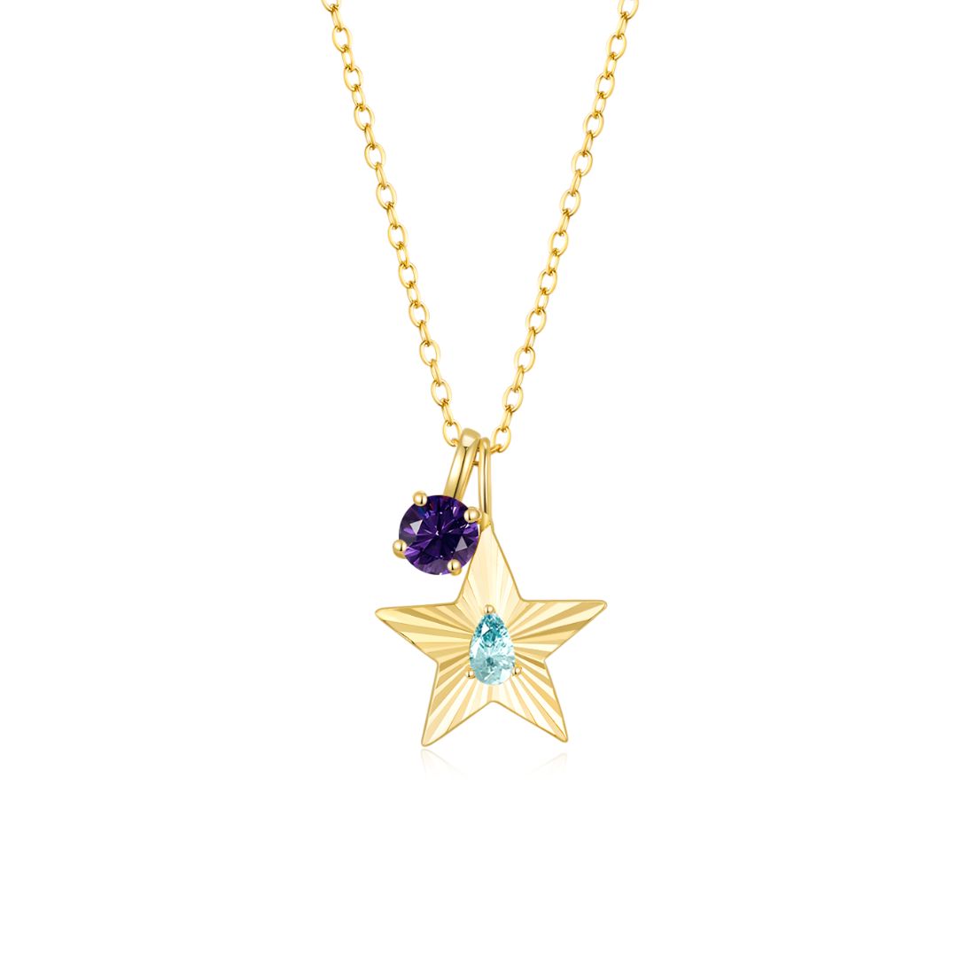 The Star Necklace with 4 Prong Solitaire Pendant YG (4mm) (Mar, Feb) - Eclat by Oui