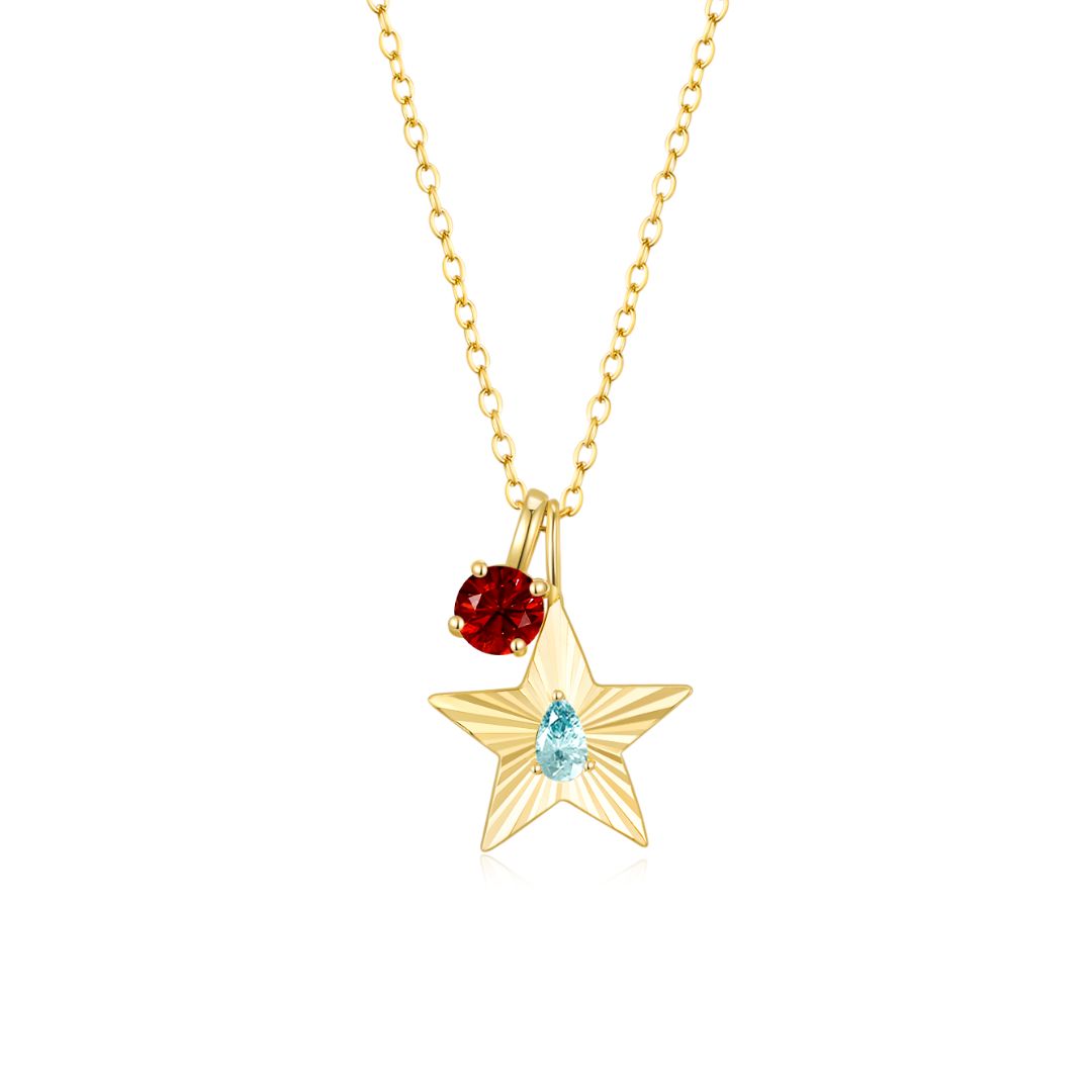 The Star Necklace with 4 Prong Solitaire Pendant YG (4mm) (Mar, Jul) - Eclat by Oui